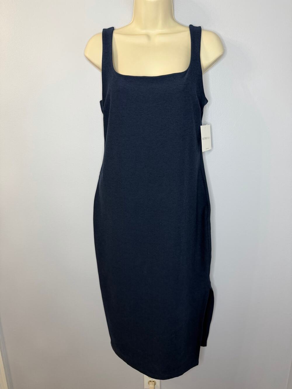 Beyond Yoga Women's L Spacedye Icon Midi Dress Stretch Nocturnal Navy New